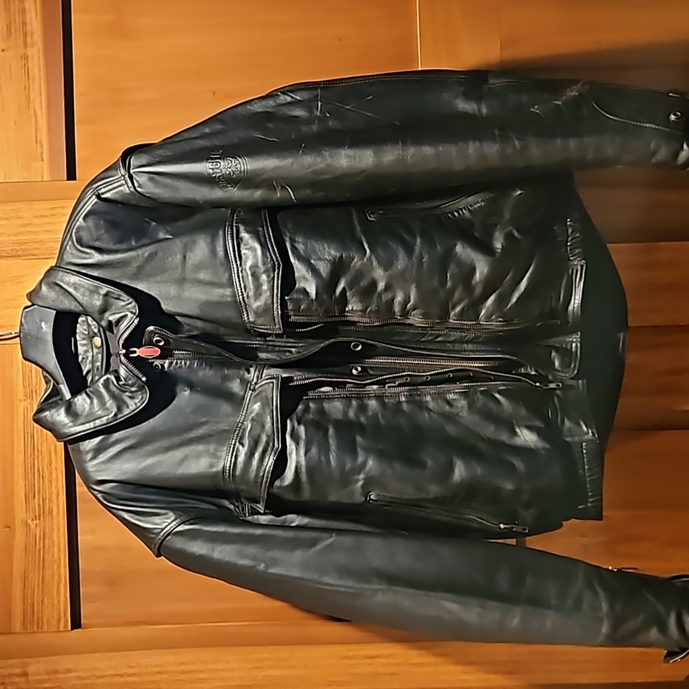 Men's leather motorcycle jacket